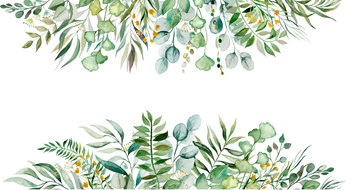 Botanical Flowers and Leaves Watercolor